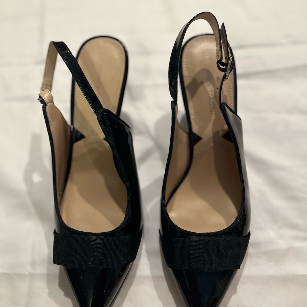 Adrienne Black Patent Slingback Heels